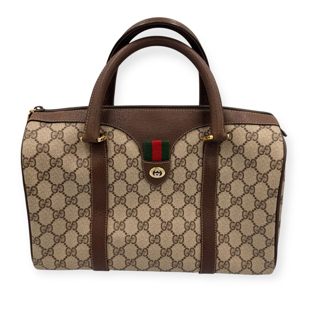 Vintage Gucci GG Supreme Boston Bag with Web Stripe - Picture 4 of 15